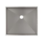 Évier En Acier Inox Cuisine Parois Périmétrales à Carreler Sous Plan Fond Incliné Apparent Trou D’évacuation Décentré