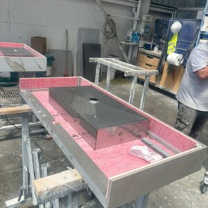 Vasque En Acier Inox Lavabo De Salle De Bain Parois Périmétrales à Carreler Fond Incliné
